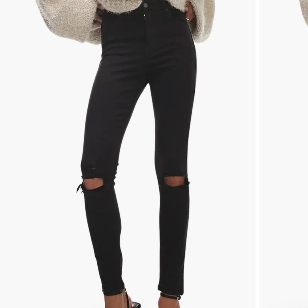 Topshop Jamie Black Distressed Jeans 26